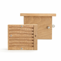 Wooden bee house and module with a textured front panel on a white background - BeeLife